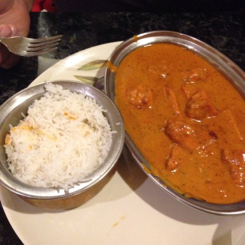 Chicken Tikka Masala with a "traditional North Indian sauce" of roma tomatoes, fenugreek, and garam masala.